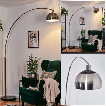Baloca Lampadaire, Lampadaires arc Nickel mat, Noir, 1 lumière