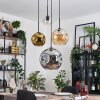 Ripoll Suspension, Boule lumineuse, Suspension grappe Ambre, Chrome, Or, Clair, Fumé, 4 lumières
