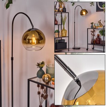 Koyoto Lampadaire, Lampadaires arc Chrome, Noir, 1 lumière