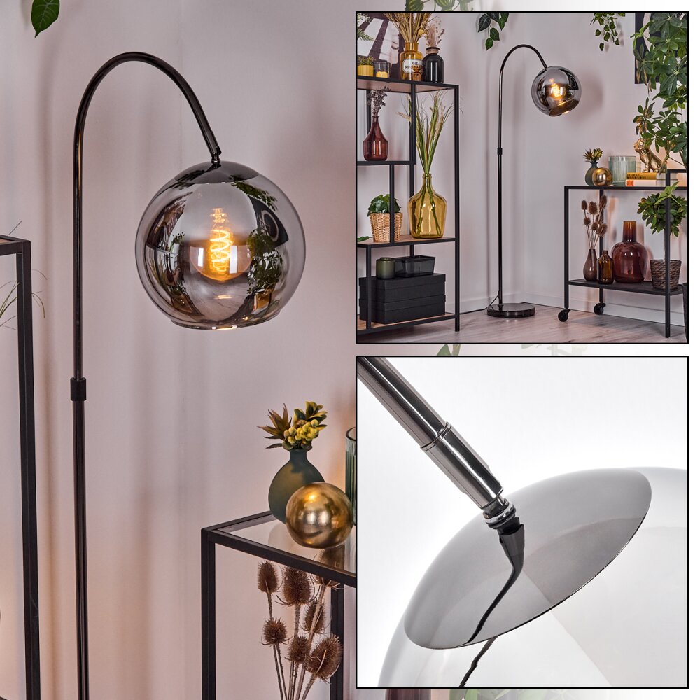 Koyoto Lampadaire Chrome, Noir, 1 lumière main product photo