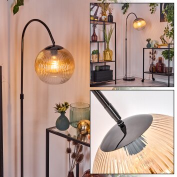 Koyoto Lampadaire, Lampadaires arc Chrome, Noir, 1 lumière
