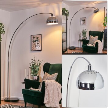 Baloca Lampadaire Chrome, Noir, 1 lumière