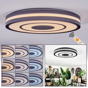 Ganor Plafonnier LED Noir, Blanc, 1 lumière, Télécommandes