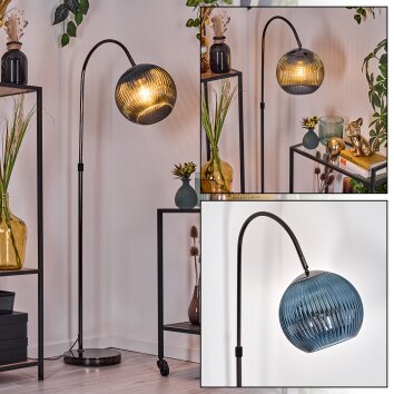 Koyoto Lampadaire Chrome, Noir, 1 lumière