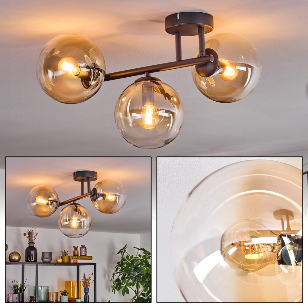 Gastor Plafonnier, Boule lumineuse Ambre, Clair, 3 lumières main product photo