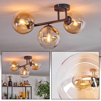 Gastor Plafonnier, Boule lumineuse Ambre, Clair, 3 lumières Gastor Plafonnier, Boule lumineuse Ambre, Clair, 3 lumières