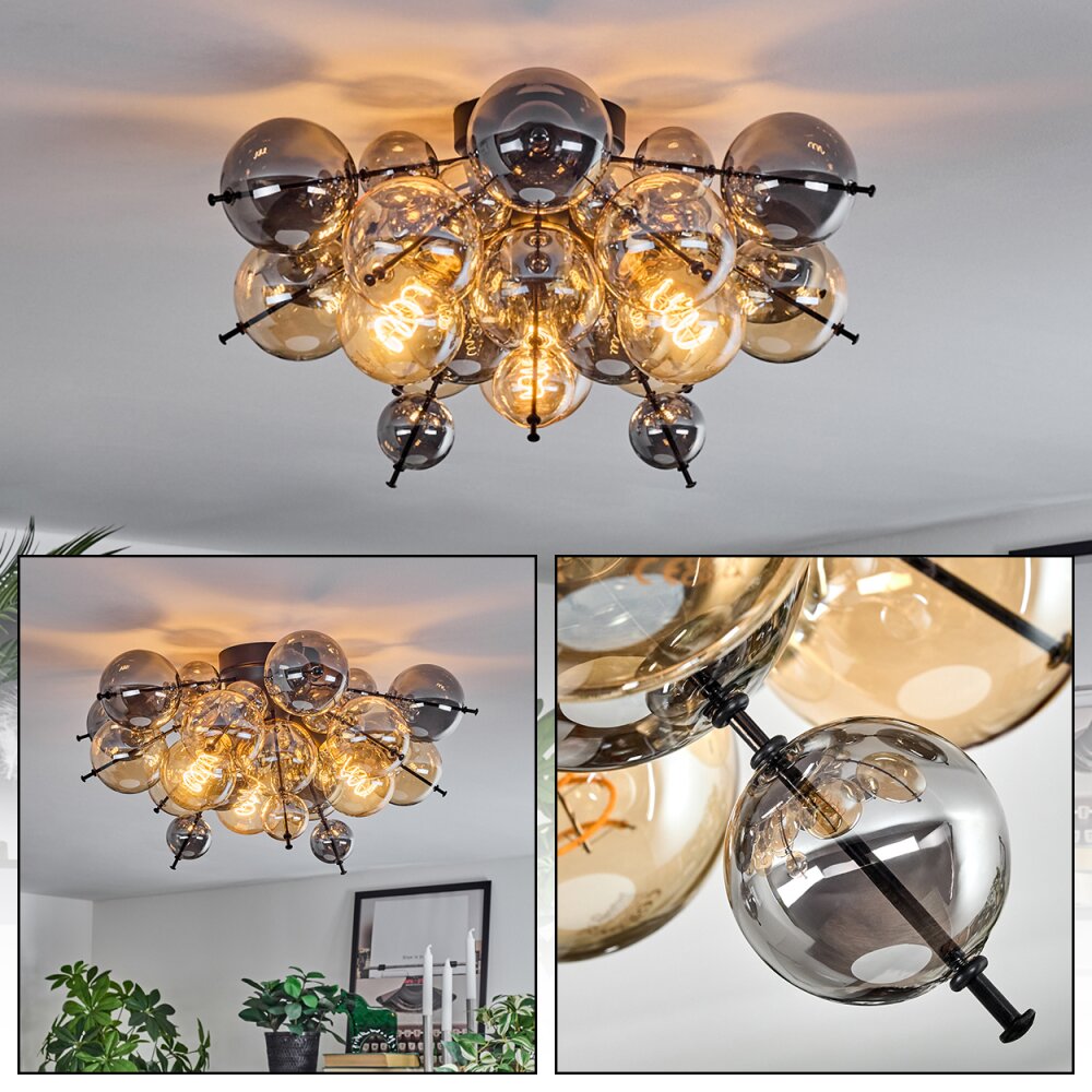Milheiros Plafonnier, Boule lumineuse Ambre, Fumé, 3 lumières main product photo