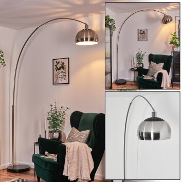 Baloca Lampadaire Nickel mat, Noir, 1 lumière