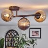 Chehalis Plafonnier, Boule lumineuse Ambre, Fumé, 3 lumières