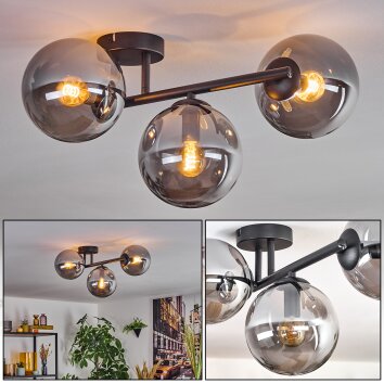 Gastor Plafonnier, Boule lumineuse Fumé, 3 lumières