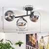 Gastor Plafonnier, Boule lumineuse Chrome, Clair, Fumé, 3 lumières