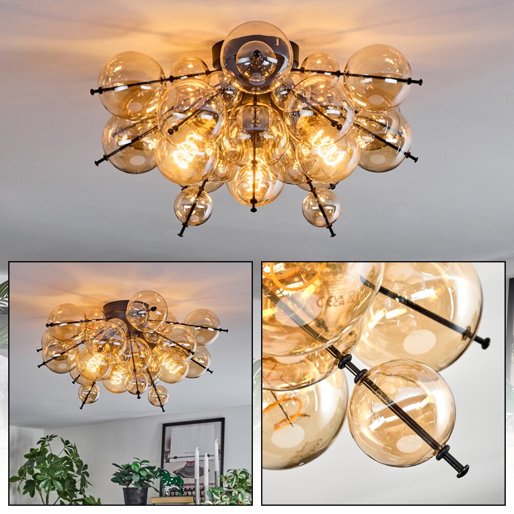 Milheiros Plafonnier, Boule lumineuse Ambre, 3 lumières main product photo