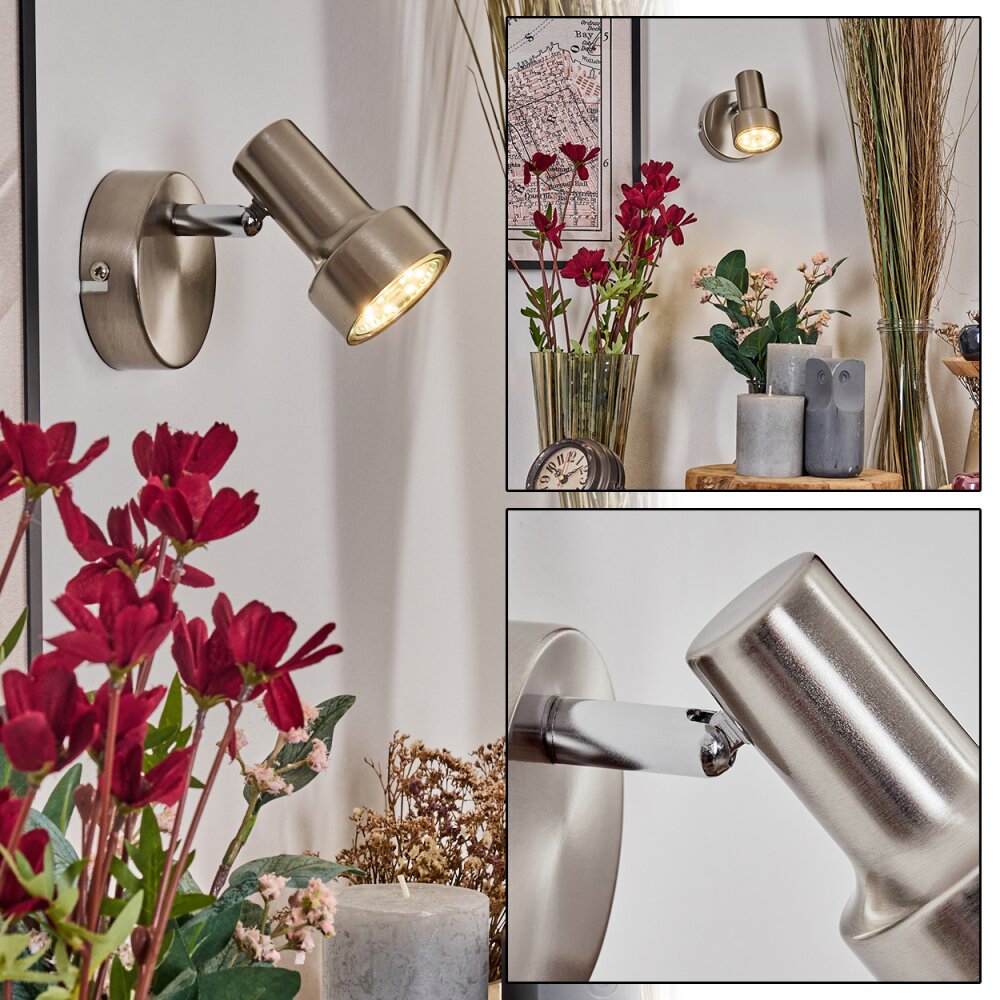 Edain Applique murale, Spot mural LED Chrome, Nickel mat, 1 lumière main product photo