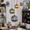 Koyoto Suspension, Boule lumineuse, Suspension grappe 30 cm Bleu, Or, Vert, 3 lumières