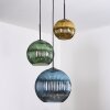 Koyoto Suspension, Boule lumineuse, Suspension grappe 30 cm Bleu, Or, Vert, 3 lumières