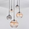 Koyoto Suspension, Boule lumineuse, Suspension grappe Ambre, Clair, Fumé, 5 lumières