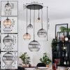 Koyoto Suspension, Boule lumineuse, Suspension grappe Ambre, Clair, Fumé, 5 lumières