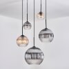 Koyoto Suspension, Boule lumineuse, Suspension grappe Ambre, Clair, Fumé, 5 lumières
