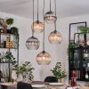 Koyoto Suspension, Boule lumineuse, Suspension grappe Ambre, Clair, Fumé, 5 lumières