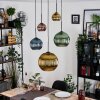 Koyoto Suspension, Boule lumineuse, Suspension grappe Bleu, Or, Vert, Cuivré, 5 lumières