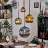 Koyoto Suspension, Boule lumineuse, Suspension grappe 35 cm Bleu, Or, Vert, Cuivré, 4 lumières