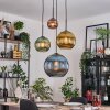 Koyoto Suspension, Boule lumineuse, Suspension grappe 35 cm Bleu, Or, Vert, Cuivré, 4 lumières