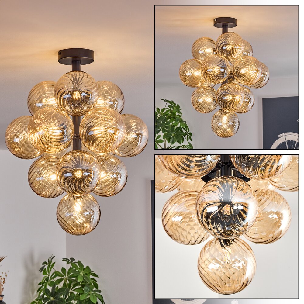 Chehalis Plafonnier, Boule lumineuse 39 cm LED Ambre, 13 lumières main product photo