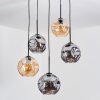 Ripoll Suspension, Boule lumineuse, Suspension grappe Ambre, Fumé, 5 lumières