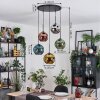 Ripoll Suspension, Boule lumineuse, Suspension grappe Bleu, Chrome, Or, Vert, Cuivré, Fumé, 5 lumières