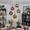 Ripoll Suspension, Boule lumineuse, Suspension grappe Bleu, Chrome, Or, Vert, Cuivré, Fumé, 5 lumières