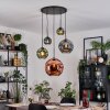 Ripoll Suspension, Boule lumineuse, Suspension grappe Bleu, Vert, Cuivré, 5 lumières