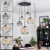Ripoll Suspension, Boule lumineuse, Suspension grappe Ambre, Clair, Fumé, 5 lumières