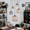 Ripoll Suspension, Boule lumineuse, Suspension grappe Ambre, Clair, Fumé, 5 lumières