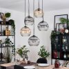 Ripoll Suspension, Boule lumineuse, Suspension grappe Ambre, Clair, Fumé, 5 lumières