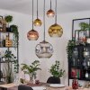 Ripoll Suspension, Boule lumineuse, Suspension grappe Chrome, Or, Clair, Cuivré, Fumé, 5 lumières
