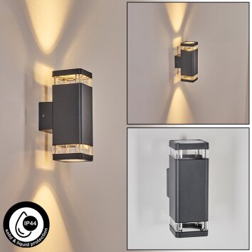 Tureby Lampe murale d´extérieur, Applique murale Anthracite, Transparent, 2 lumières