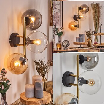 Gastor Boule lumineuse, Applique murale Or, Noir, 3 lumières