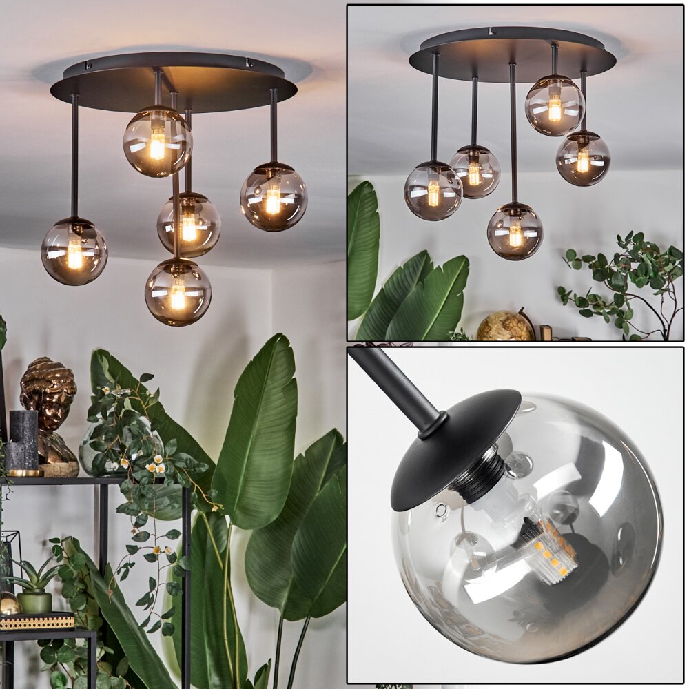 Chehalis Plafonnier, Boule lumineuse Fumé, 5 lumières main product photo