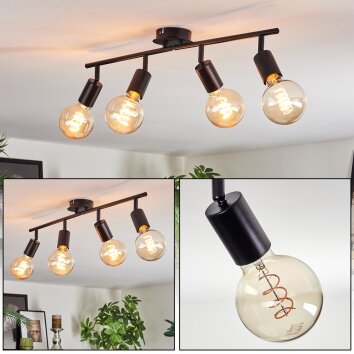 Geira Plafonnier Noir, 4 lumières
