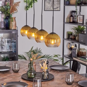 Koyoto Suspension, Boule lumineuse, Suspension Or, Clair, 4 lumières