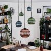 Koyoto Suspension, Boule lumineuse, Suspension grappe Bleu, Vert, Cuivré, 5 lumières
