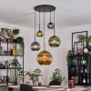 Koyoto Suspension, Boule lumineuse, Suspension grappe Bleu, Or, Vert, 5 lumières