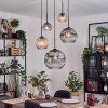 Ripoll Suspension, Boule lumineuse, Suspension grappe Ambre, Clair, Fumé, 5 lumières