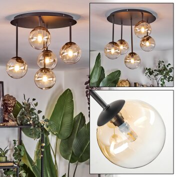 Chehalis Plafonnier, Boule lumineuse Ambre, Clair, 5 lumières