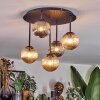 Chehalis Plafonnier, Boule lumineuse Ambre, Chrome, Fumé, 5 lumières