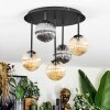 Chehalis Plafonnier, Boule lumineuse Ambre, Chrome, Fumé, 5 lumières