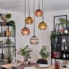 Koyoto Suspension, Boule lumineuse, Suspension grappe Chrome, Or, Clair, Cuivré, Fumé, 5 lumières