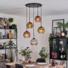 Koyoto Suspension, Boule lumineuse, Suspension grappe Chrome, Or, Clair, Cuivré, Fumé, 5 lumières