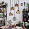 Koyoto Suspension, Boule lumineuse, Suspension grappe Chrome, Or, Clair, Cuivré, Fumé, 5 lumières