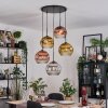 Koyoto Suspension, Boule lumineuse, Suspension grappe Chrome, Or, Clair, Cuivré, Fumé, 5 lumières